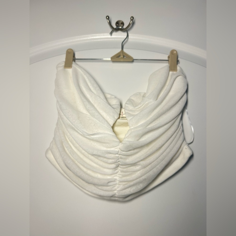 Anthropologie Ruched Wires Strapless Tube Top White size extra large
